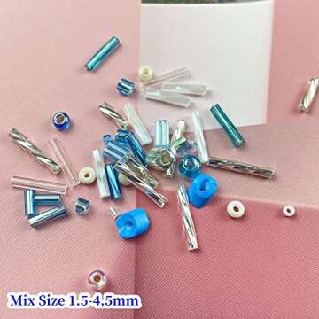 40g Blue Silver Glass Seed Beads for DIY Jewelry Making