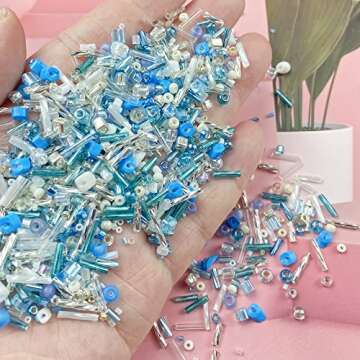 40g Blue Silver Glass Seed Beads for DIY Jewelry Making