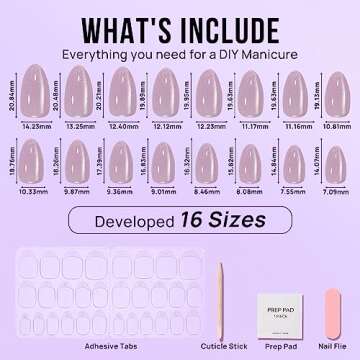 Press On Nails Short - BTArtbox Almond Press On Nails, Opaque Reusable Stick On Nails, Fake Nail with Nail Glue in 16 Sizes for Valentines Day Gift - 30 Nail Kit, Falling Star Cat Eye