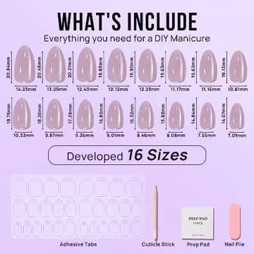 Press On Nails Short - BTArtbox Almond Press On Nails, Opaque Reusable Stick On Nails, Fake Nail with Nail Glue in 16 Sizes for Valentines Day Gift - 30 Nail Kit, Falling Star Cat Eye