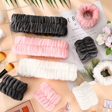 WILLBOND Spa Headband and Wrist Washband Set - 9 Pieces