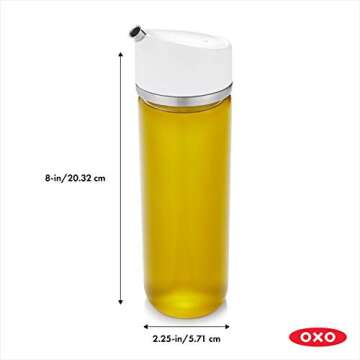 OXO Good Grips Precision Pour Glass Dispenser Set, 2 Piece Oil & Vinegar Set, Clear, White