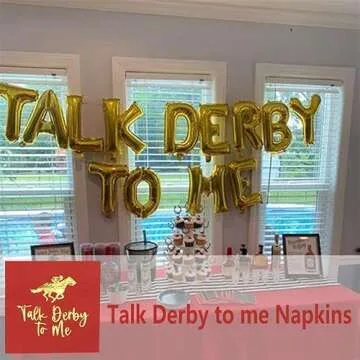 Talk Derby to me Napkins, Kentucky Derby Party Decorations, Kentucky Derby Birthday Party Decorations, Kentucky Derby Horse Race Rose Party Decorations (5 x 5 in,Gold Foil, 50-Pack)