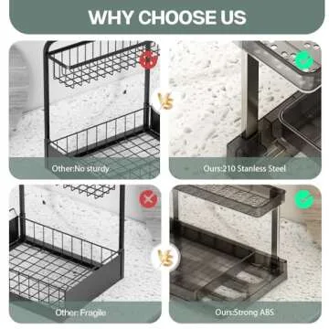 Under Sink Organizer and Storage, 2 Tier Sliding Under Sink Shelf, L Shaped Pull Out Cabinet Basket Organizer, Multi-Purpose Slide Out Organizer Rack for Bathroom, Kitchen