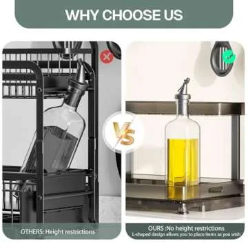 Under Sink Organizer and Storage, 2 Tier Sliding Under Sink Shelf, L Shaped Pull Out Cabinet Basket Organizer, Multi-Purpose Slide Out Organizer Rack for Bathroom, Kitchen