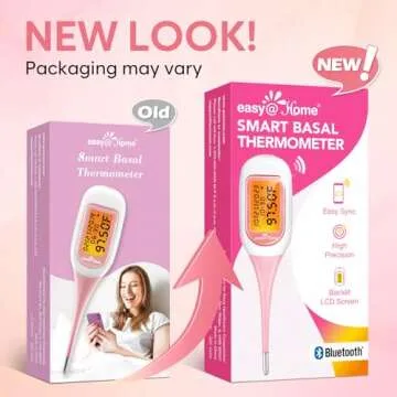 Easy@Home Smart Basal Thermometer, Large Screen and Backlit, FSA Eligible, Period Tracker with Premom(iOS & Android) - Auto BBT Sync, Charting, Coverline & Accurate Fertility Prediction EBT-300