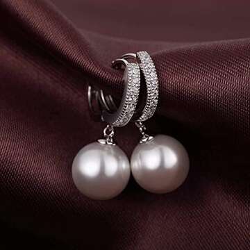 Pearl Earrings Pearl Drop Earrings Pearl Diamond Earrings Dangle Pearl Earrings Silver Pearl Earring...