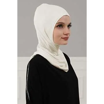 Aisha's Design Instant Turban 95% Cotton Head Scarf Lightweight Headwear Ninja Cap, Slip on Hijab, 2 Pack, Black-Ivory