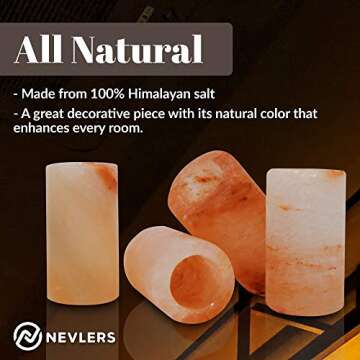 Nevlers 4 PCS Himalayan Salt Shot Glasses for Tequila, All Natural Himalayan Salt Tequila Shot Glasses - Handcrafted Shot Glass - 3" H Himalayan Shot Glasses | Himalayan Salt Glasses Tequila