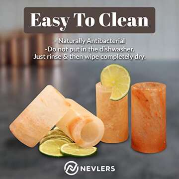 Nevlers 4 PCS Himalayan Salt Shot Glasses for Tequila, All Natural Himalayan Salt Tequila Shot Glasses - Handcrafted Shot Glass - 3" H Himalayan Shot Glasses | Himalayan Salt Glasses Tequila