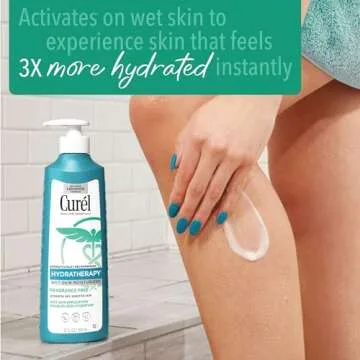 Curel Hydra Therapy In Shower Lotion, Wet Skin Moisturizer for Dry or Extra-dry Skin, with Advanced Ceramide Complex, for Optimal Moisture Retention, 12 Ounce