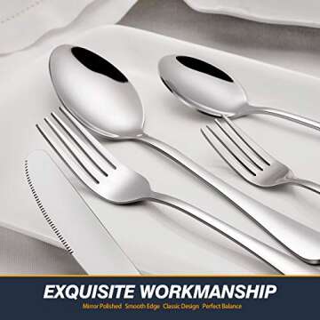 Hiware 40-Piece Silverware Set with Drawer Organizer, Flatware Sets for 8, Stainless Steel Cutlery Set with Tray, Utensils Tableware For Home Kitchen Restaurant Hotel, Mirror Polished, Dishwasher Safe