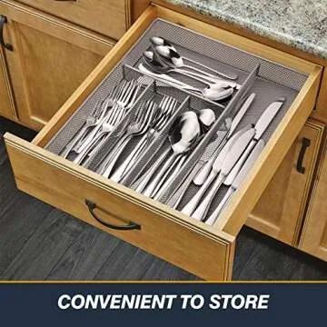 Hiware 40-Piece Silverware Set with Drawer Organizer, Flatware Sets for 8, Stainless Steel Cutlery Set with Tray, Utensils Tableware For Home Kitchen Restaurant Hotel, Mirror Polished, Dishwasher Safe