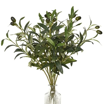 Waipfaru Faux Olive Branches for Vases, Olive Tree Branches with Lifelike Olives, Artificial Greener...
