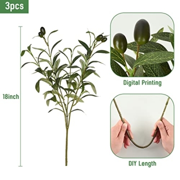 Waipfaru Faux Olive Branches for Lifelike Decor