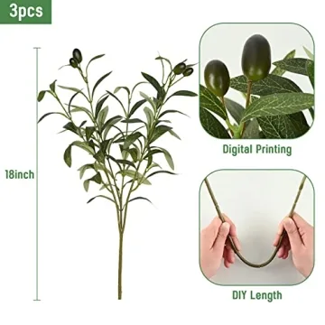 Waipfaru Faux Olive Branches for Lifelike Decor