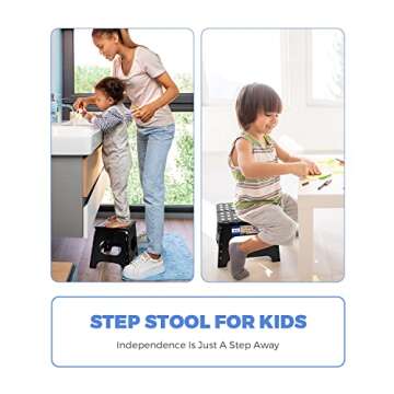 ACKO 11 inch Folding Step Stool Lightweight Plastic Step Stool - 2 Pack - Foldable Step Stool for Ad...