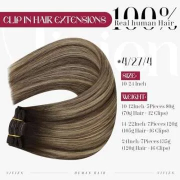 Vivien Clip in Hair Extensions Real Human Hair Balayage Clip in Hair Extensions Remy Clip in Hair Ex...
