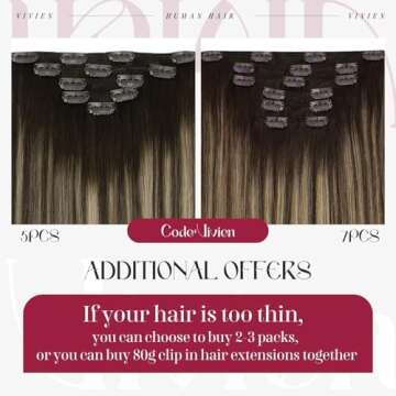 Vivien Clip in Hair Extensions Real Human Hair Balayage Clip in Hair Extensions Remy Clip in Hair Extensions Human Hair Ombre Chocolate Brown to Caramel Brown Full Head 16 Inch #4/27/4 7pcs 120g