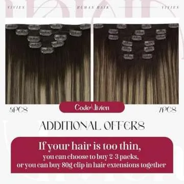 Vivien Clip in Hair Extensions Real Human Hair Balayage Clip in Hair Extensions Remy Clip in Hair Extensions Human Hair Ombre Chocolate Brown to Caramel Brown Full Head 16 Inch #4/27/4 7pcs 120g