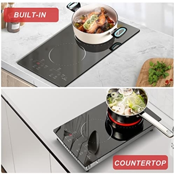 Versatile 2 Burner Electric Cooktop with Safety Features