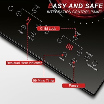 Versatile 2 Burner Electric Cooktop with Safety Features