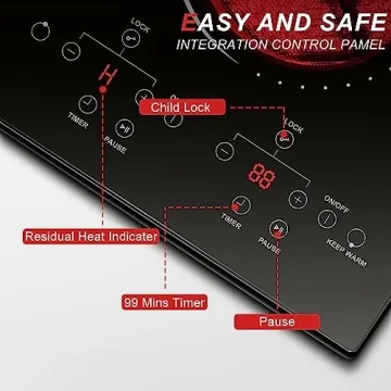Versatile 2 Burner Electric Cooktop with Safety Features