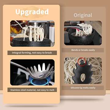 Spaghetti Server, [Rustproof, Integral Forming, Durable] Newness 304 Stainless Steel Pasta Fork with Vacuum Ergonomic Handle, Comfortable Grip Design Spaghetti Server for Kitchen, 14.33 Inches