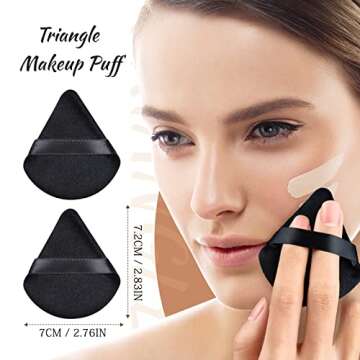 2PCS Triangle Makeup Powder Puff for Face Powder Soft Triangle Velour Powder Puff Reusable Triangle Powder Pad Pressed Applicator for Under Eyes and Face Corners Loose Setting Powder