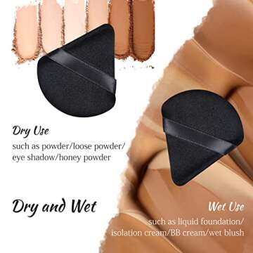 2PCS Triangle Makeup Powder Puff for Face Powder Soft Triangle Velour Powder Puff Reusable Triangle Powder Pad Pressed Applicator for Under Eyes and Face Corners Loose Setting Powder