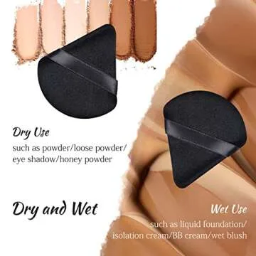 2PCS Triangle Makeup Powder Puff for Face Powder Soft Triangle Velour Powder Puff Reusable Triangle Powder Pad Pressed Applicator for Under Eyes and Face Corners Loose Setting Powder