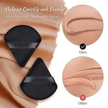 2PCS Triangle Makeup Powder Puff for Face Powder Soft Triangle Velour Powder Puff Reusable Triangle Powder Pad Pressed Applicator for Under Eyes and Face Corners Loose Setting Powder