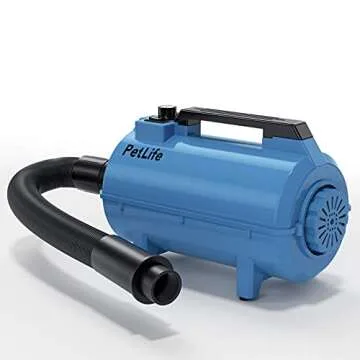 PetLife High Velocity Dog Hair Dryer, Upgraded Pet Grooming Blow Dryer with Heater, Adjustable Speed & Noise Reduction for Faster Drying