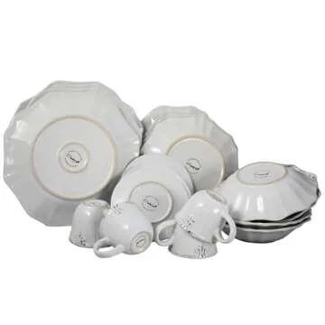 Elama Elegant Dinnerware Set, 20 Piece, White