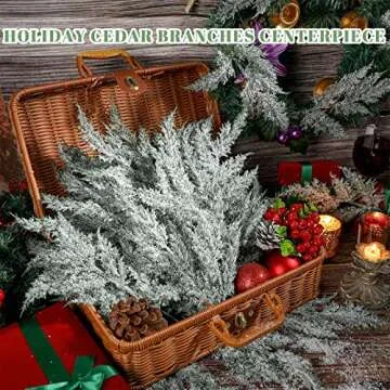 60 Pcs Christmas Artificial Faux Cedar Branches for Holiday Decor