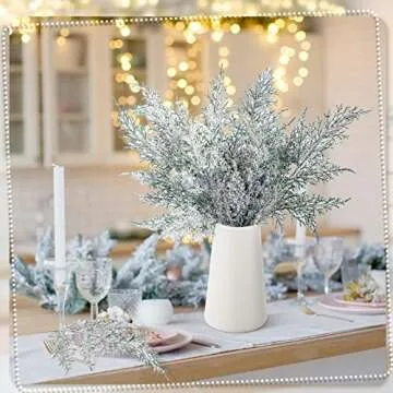 60 Pcs Christmas Artificial Faux Cedar Branches for Holiday Decor