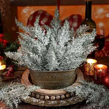 60 Pcs Christmas Artificial Faux Cedar Branches for Holiday Decor
