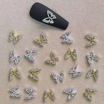 20Pcs Butterfly Nail Charms for Elegant Nail Art Supplies