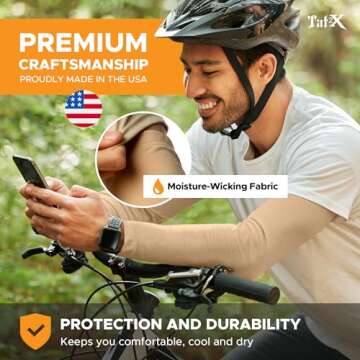 Tat2X Tattoo Cover Up Sleeve - Full Arm Sleeves Cover Tattoos at Work - Keep Tattoos Looking Fresh - Breathable Stay-Dry Fabric - Blocks 97% of UV Rays - Made in USA - Light - MediuMLarge - 1 Sleeve