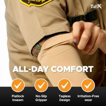 Tat2X Tattoo Cover Up Sleeve - Full Arm Sleeves Cover Tattoos at Work - Keep Tattoos Looking Fresh - Breathable Stay-Dry Fabric - Blocks 97% of UV Rays - Made in USA - Light - MediuMLarge - 1 Sleeve