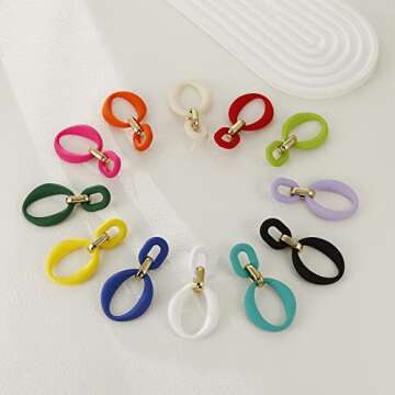 RUOFFETA Acrylic Rectangle Earrings, Fashion Acrylic Square/Oval/Hoop Statement Drop Earrings for Women(Cream White Oval)