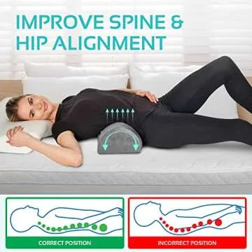 Knee Pillow for Back Sleeping | Large Half Moon Bolster Pillow for Legs, Under Knee Pillow for Sleeping on Back (20.5" x 8" x 4.5") Leg Pillow for Ankle and Foot Comfort, Machine Washable Cover, Grey