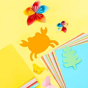 MIDUOLE Origami Paper, Pack of 500 Sheets - 20 Vivid Colors - Double Sided - 6 Inch Square, Easy Fold Paper for Kids Adult Beginners Training Arts & Crafts Projects.