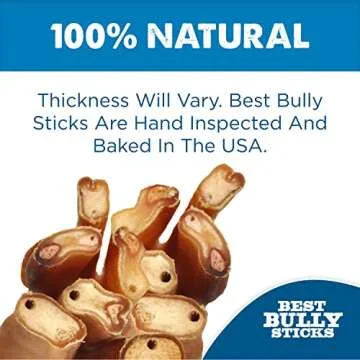 Best Bully Sticks 6 Inch Jumbo Bully Sticks for Dogs - 12 Count (Pack of 1) - 100% Natural Grass-Fed Beef, Single Ingredient, Grain and Rawhide Free Chew, Large Breeds