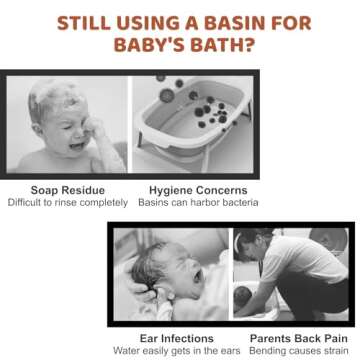 Lusinus Baby Shower Stand with Anti-Slip Base, Huggable Bear Bath Support, Portable Bath Helper for Infants & Toddlers - Easy to Use, Durable Baby Bath Aid for 8M-36M (Gray)