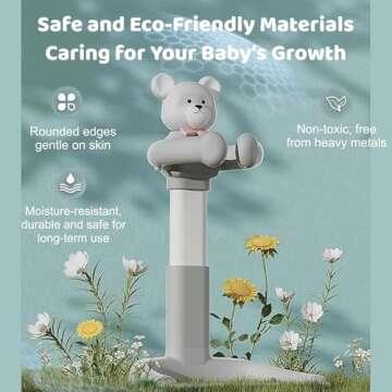 Lusinus Baby Shower Stand with Anti-Slip Base, Huggable Bear Bath Support, Portable Bath Helper for Infants & Toddlers - Easy to Use, Durable Baby Bath Aid for 8M-36M (Gray)