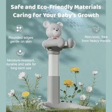 Lusinus Baby Shower Stand with Anti-Slip Base, Huggable Bear Bath Support, Portable Bath Helper for Infants & Toddlers - Easy to Use, Durable Baby Bath Aid for 8M-36M (Gray)