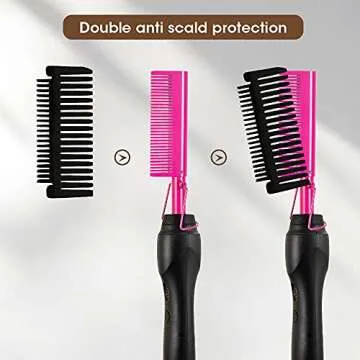 Pink Hot Comb for Fast Hair Straightening - Versatile & Safe