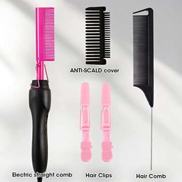 Pink Hot Comb for Fast Hair Straightening - Versatile & Safe