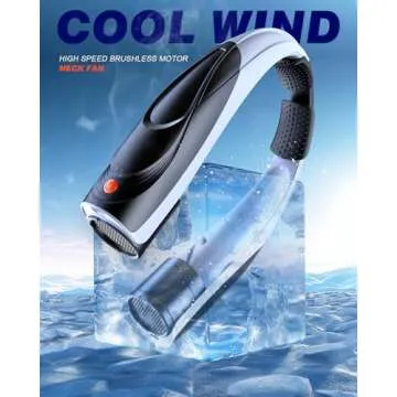 AI Neck Fan, 6 Speeds Powerful Portable Fan, 6000mAh Long-Lasting Battery Faster Cooling, USB-C Rech...